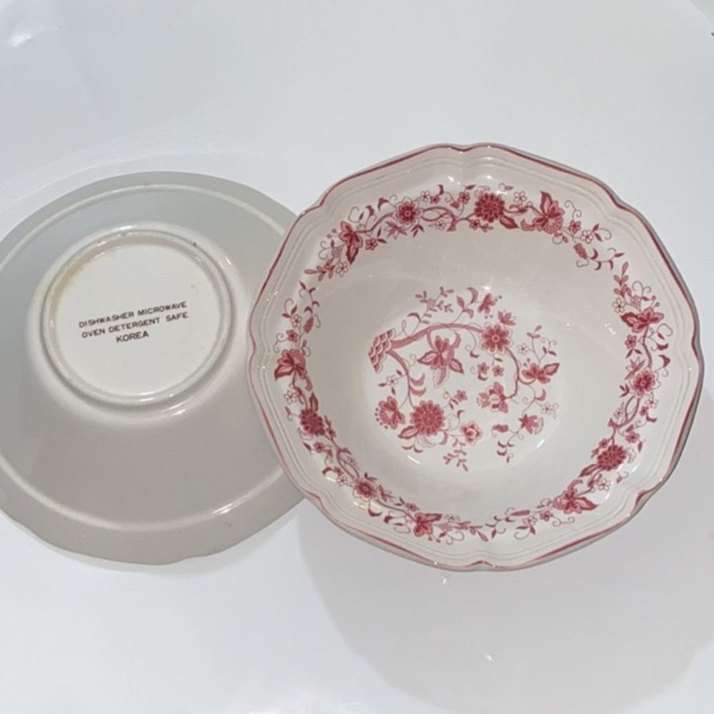VTG,F.W. Woolworth Serving Bowls W/ Set 2 Floral Pink and White Flowers